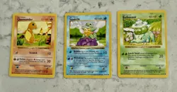Pokemon TCG Base Set SHADOWLESS Charmander, Squirtle, Bulbasaur Vintage - Image 1