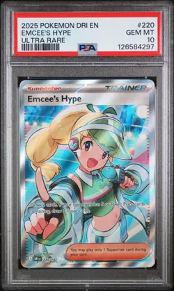 PSA 10 GEM MINT EMCEE'S HYPE #220 ULTRA RARE 2025 POKEMON DRI-EN DESTINED RIVALS - Image 1