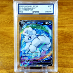 Pokemon SWSH Silver Tempest Alolan Vulpix V 173/195 AGS Mint 9 Full Art FA 2022 - Image 1