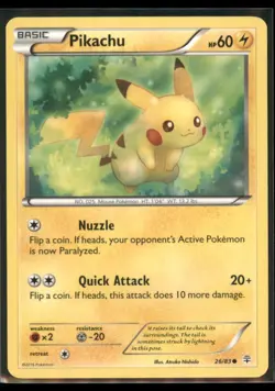 2016 XY - Generations Pikachu Basic/Common #26 - Image 1