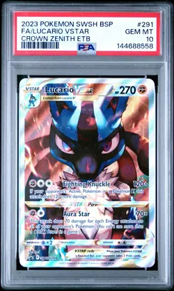 2023 POKEMON SWSH BLACK STAR PROMO #291 FULL ART/LUCARIO VSTAR PSA 10 - Image 1