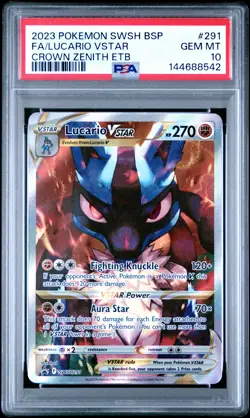 2023 POKEMON SWSH BLACK STAR PROMO #291 FULL ART/LUCARIO VSTAR PSA 10 - Image 1