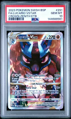 2023 POKEMON SWSH BLACK STAR PROMO #291 FULL ART/LUCARIO VSTAR PSA 10 - Image 1