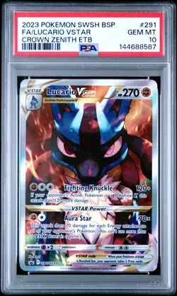 2023 POKEMON SWSH BLACK STAR PROMO #291 FULL ART/LUCARIO VSTAR PSA 10 - Image 1