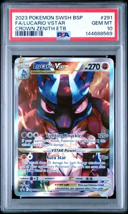 2023 POKEMON SWSH BLACK STAR PROMO #291 FULL ART/LUCARIO VSTAR PSA 10 - Image 1