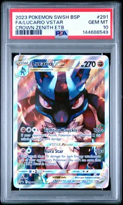2023 POKEMON SWSH BLACK STAR PROMO #291 FULL ART/LUCARIO VSTAR PSA 10 - Image 1