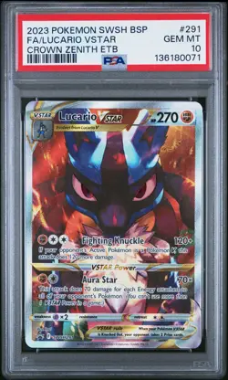 2023 POKEMON SWSH BLACK STAR PROMO #291 FULL ART/LUCARIO VSTAR PSA 10 - Image 1