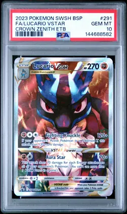 2023 POKEMON SWSH BLACK STAR PROMO #291 FULL ART/LUCARIO VSTAR PSA 10 - Image 1