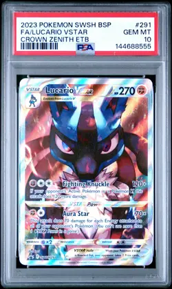 2023 POKEMON SWSH BLACK STAR PROMO #291 FULL ART/LUCARIO VSTAR PSA 10 - Image 1