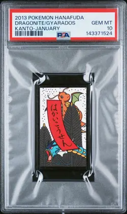 2013 POKEMON HANAFUDA KANTO JANUARY DRAGONITE/GYARADOS PSA 10 - Image 1