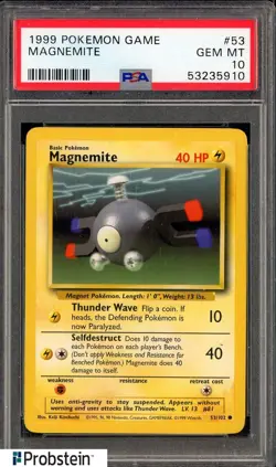 1999 Pokemon Game #53 Magnemite PSA 10 GEM MINT - Image 1