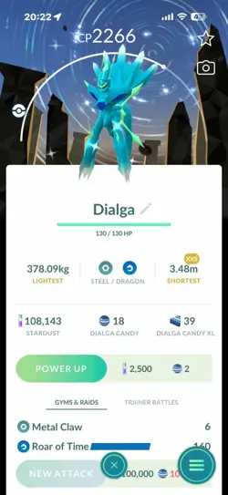 Pokemon Shiny Dialga Origin - XXS size - (Roar of Time skill) - Kalos GO Tour BG - Image 1