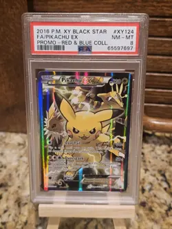 Pokemon XY Black Star Promo Pikachu EX XY124 Full Art Holo PSA 8 EN - Image 1