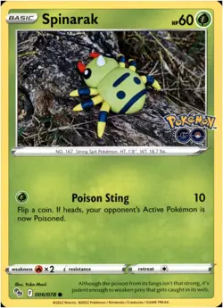 Spinarak #6/78 - Common - Pokemon Go 2022 - Near Mint - Image 1