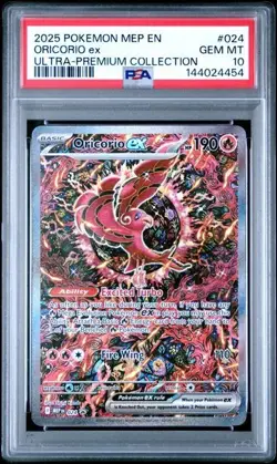 2025 POKEMON MEP EN-ME BLACK STAR PROMO 024 ORICORIO ex ULTRA-PREMIUM PSA 10 454 - Image 1