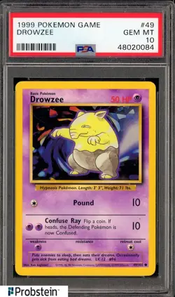 1999 Pokemon Game #49 Drowzee PSA 10 GEM MINT - Image 1