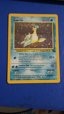 Pokemon TCG Lapras Holo Rare Unlimited 10/62 Fossil 80 HP English - Image 1