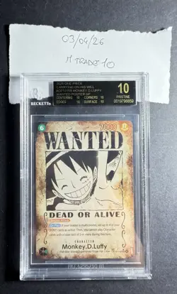 2025 One Piece OP13 EN Wanted Alt Art Monkey D Luffy BGS 10 BLACK LABEL - Image 1