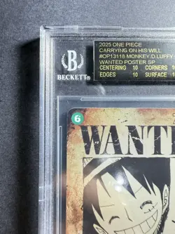 2025 One Piece OP13 EN Wanted Alt Art Monkey D Luffy BGS 10 BLACK LABEL - Image 4