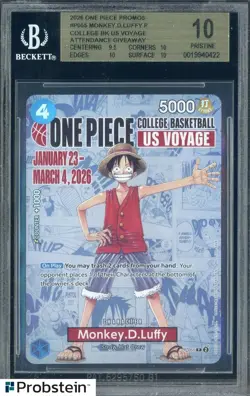 2026 Monkey D Luffy One Piece Promo College Basketball US Voyage BGS 10 PRISTINE - Image 1