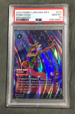 Disney Lorcana # 215 Robin Hood Sharpshooter Enchanted PSA Grade 10 - Image 1
