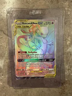 Mewtwo & Mew Gx 242/236 Hyper Rainbow Secret Rare Unified Minds Pokemon Card PD - Image 1
