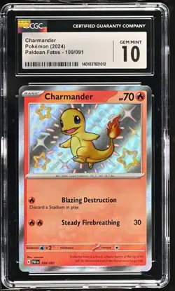 CGC 10 Charmander Holo Card 109/091 SV Paldean Fates Pokemon TCG - Image 1