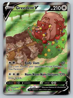 Pokemon TCG Greedent V Fusion Strike Holo Card 257/264 Full Art Ultra Rare NM - Image 1