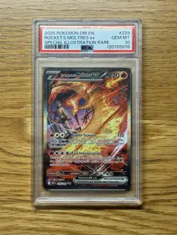 Team Rockets Moltres EX Destined Rivals 229/182 Secret Art Rare Pokemon PSA 10 - Image 1
