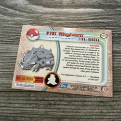 Pokemon RHYHORN #111 [Non-Holo] Topps Blue Logo 1st TV Animation 2000 NM QTY - Image 2