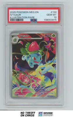 2025 Pokemon Mega Evolution Series ILLUSTRATION RARE Ivysaur PSA 10 #134/132 - Image 1