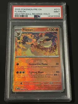 Pokemon TCG - Flareon Masterball Pattern 13/131 - Prismatic Evolutions - PSA 9 - Image 1