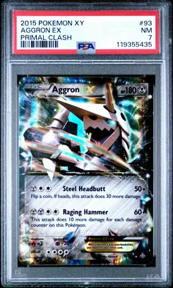 2015 Pokemon Xy Primal Clash #93 Aggron Ex Primal Clash PSA 7 - Image 1