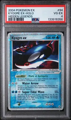 2004 POKEMON EX HIDDEN LEGENDS #94/101 KYOGRE EX-HOLO PSA 4 - Image 1