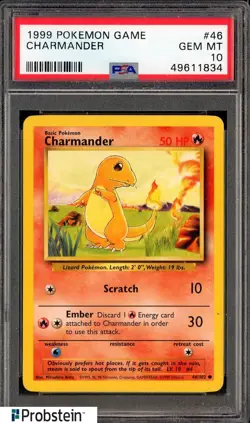 1999 Pokemon Game #46 Charmander PSA 10 GEM MINT - Image 1