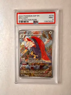 Braviary 214/191 Illustration Rare 2024 Pokemon Surging Sparks PSA 9 Mint - Image 1