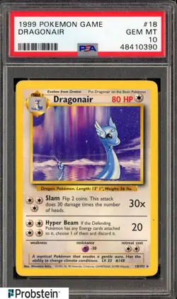 1999 Pokemon Game #18 Dragonair PSA 10 GEM MINT - Image 1