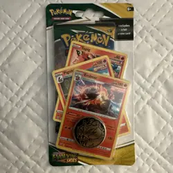 Pokemon Evolving Skies Booster Pack w/ Tepig, Pignite, Emboar Promo & Coin - Image 1