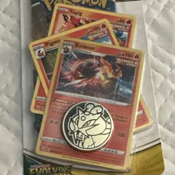 Pokemon Evolving Skies Booster Pack w/ Tepig, Pignite, Emboar Promo & Coin - Image 4