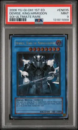 2006 YU-GI-OH! SOI-SHADOW OF INFINITY #EN035 DEMISE, KING OF ARMAGEDDON PSA 9 - Image 1