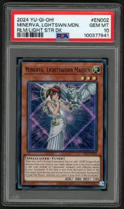 Yugioh Minerva, Lightsworn Maiden SDLI-EN002 Super Rare 1st Ed PSA 10 Gem MT - Image 1