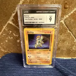 CGC Mint 9 Machop Team Rocket 1st Edition Pokemon Card 2000 59/82 - Image 1