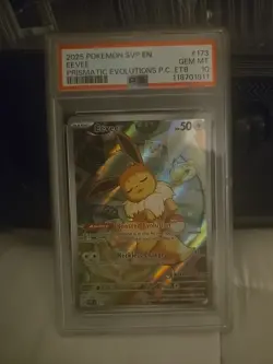 Pokemon 2025 SVP en Eevee Prismatic Evolutions P. C. ETB Center Stamp Psa 10 - Image 1
