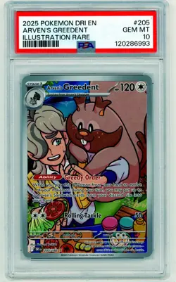 2025 POKEMON DRI EN-DESTINED RIVALS ILLUSTRATION RARE ARVEN'S GREEDENT PSA 10 - Image 1