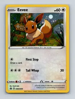 Eevee SWSH095 Pokemon Sword & Shield Black Star Promo Cosmos Holo Card NM+ - Image 1