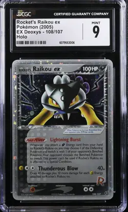 CGC 9 MINT Rocket's Raikou ex 2005 EX Deoxys 108/107 Holo Pokemon Card - Image 1