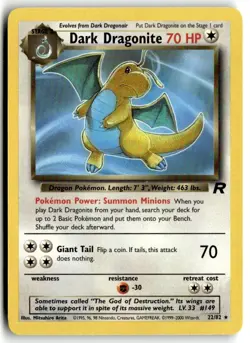 2000 Pokemon - Team Rocket Dark Dragonite #22/82 - Image 1