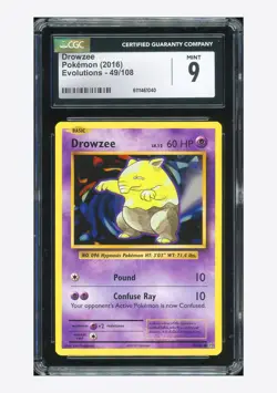 Pokemon CGC 9 Drowzee C 2016 49/108 Evolutions English - Image 1