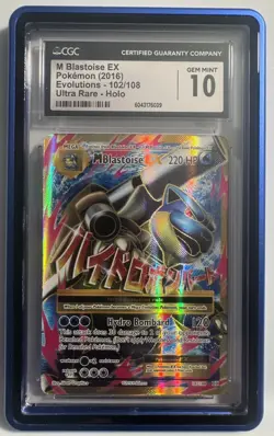 2016 Pokemon XY Evolutions M Blastoise EX Ultra Rare CGC 10 Gem Mint #102/108 - Image 1