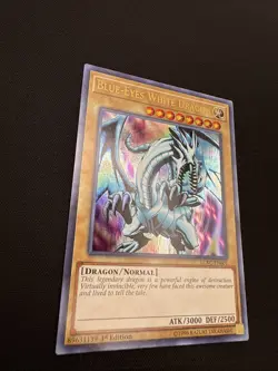 Yugioh Blue-Eyes White Dragon (Version 1) LCKC-EN001 LP 1st Edition - Image 3